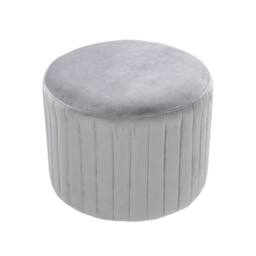 KORVIXA Round Velvet Ottoman Footstool in Grey - Size: 0.6m2 - thumbnail 3