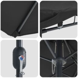 Berkfield Home Garden Parasol Folding Black 385 x 209 x 244 cm Fabric - thumbnail 7