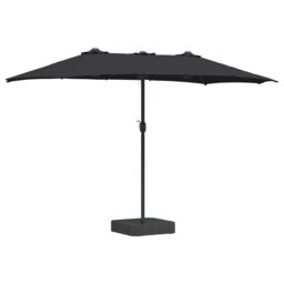 Berkfield Home Garden Parasol Folding Black 385 x 209 x 244 cm Fabric - thumbnail 2