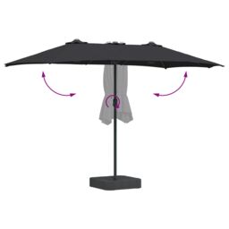 Berkfield Home Garden Parasol Folding Black 385 x 209 x 244 cm Fabric - thumbnail 8
