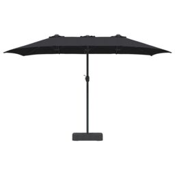 Berkfield Home Garden Parasol Folding Black 385 x 209 x 244 cm Fabric - thumbnail 4