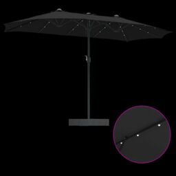 Berkfield Home Garden Parasol Folding Black 385 x 209 x 244 cm Fabric - thumbnail 9