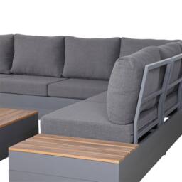 Furnishings For Less UK 6 Seater Aluminium Garden Corner Sofa Set with Coffee Table in Grey - thumbnail 2