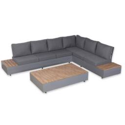 Furnishings For Less UK 6 Seater Aluminium Garden Corner Sofa Set with Coffee Table in Grey - thumbnail 9