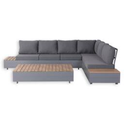 Furnishings For Less UK 6 Seater Aluminium Garden Corner Sofa Set with Coffee Table in Grey - thumbnail 8