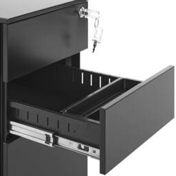 Wyld and Coco Premium Black Metal Storage Cabinet 3-Drawer with Key Lock and Castors - thumbnail 9