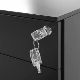 Wyld and Coco Premium Black Metal Storage Cabinet 3-Drawer with Key Lock and Castors - thumbnail 8