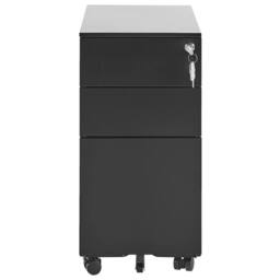 Wyld and Coco Premium Black Metal Storage Cabinet 3-Drawer with Key Lock and Castors - thumbnail 6