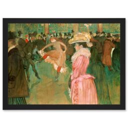 Artery8 Henri De Toulouse Lautrec At The Moulin Rouge The Dance Artwork Framed Wall Art Print A4 in Black - thumbnail 1