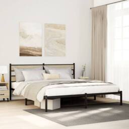 Berkfield Home Metal Bed Frame without Mattress Sonoma Oak 180x200 cm Super King in Brown - thumbnail 2