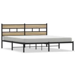 Berkfield Home Metal Bed Frame without Mattress Sonoma Oak 180x200 cm Super King in Brown - thumbnail 1