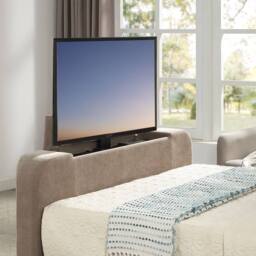 Aspire Cresta Curved Chenille TV Bed with Ottoman Storage in Taupe - Size: Super King - thumbnail 7