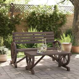 Berkfield Home Beautiful 2 Piece Garden Lounge Set Solid Wood Fir in Brown - thumbnail 2