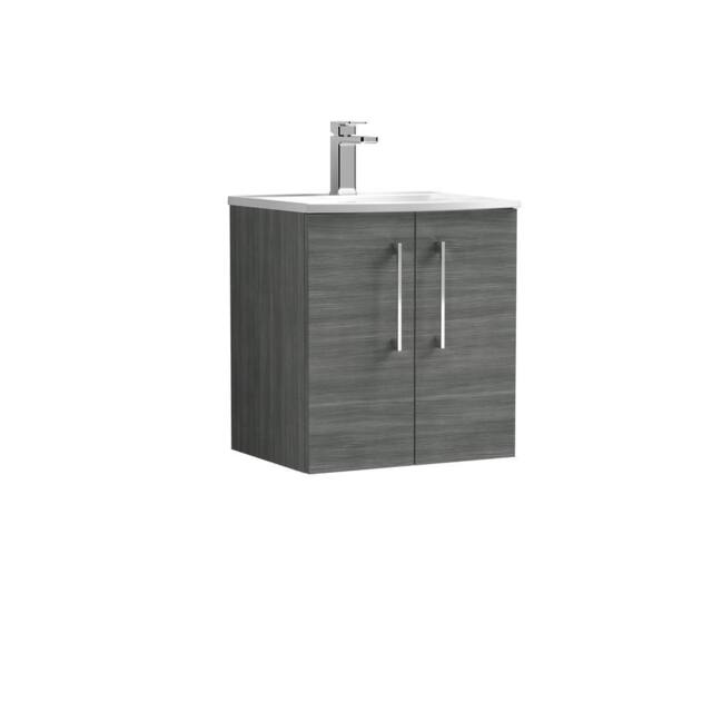 Balterley Bathroom 2 Soft Close Door Wall Hung Vanity & Basin, Anthracite, 500mm in Grey - image 1