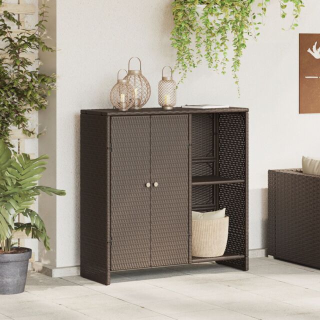 Berkfield Home Storage Cabinet Brown 100x36x102 cm Rattan - Size: 100 x 36 x 102 cm - image 1