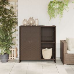 Berkfield Home Storage Cabinet Brown 100x36x102 cm Rattan - Size: 100 x 36 x 102 cm - thumbnail 3