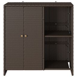 Berkfield Home Storage Cabinet Brown 100x36x102 cm Rattan - Size: 100 x 36 x 102 cm - thumbnail 5