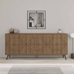 Decortie 6-Doors Push-to-open Doors Sideboard 'Dune' with Metal Legs 183cm in Brown - Size: 3 Pack - thumbnail 5