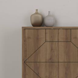 Decortie 6-Doors Push-to-open Doors Sideboard 'Dune' with Metal Legs 183cm in Brown - Size: 3 Pack - thumbnail 3