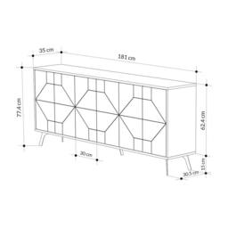 Decortie 6-Doors Push-to-open Doors Sideboard 'Dune' with Metal Legs 183cm in Brown - Size: 3 Pack - thumbnail 6