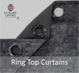 Luxury Living Luxury Crushed Velvet Fully Lined Ring Top Curtains in Charcoal - Size: 168 cm width x 137 cm drop - thumbnail 7