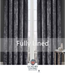 Luxury Living Luxury Crushed Velvet Fully Lined Ring Top Curtains in Charcoal - Size: 168 cm width x 137 cm drop - thumbnail 8
