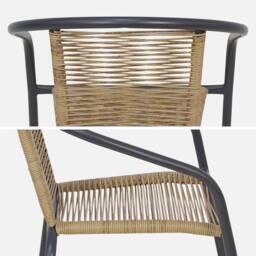 sweeek Set Of 4 Steel & Resin Garden Armchairs in Dark Grey - thumbnail 3