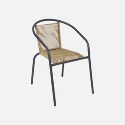 sweeek Set Of 4 Steel & Resin Garden Armchairs in Dark Grey - thumbnail 2