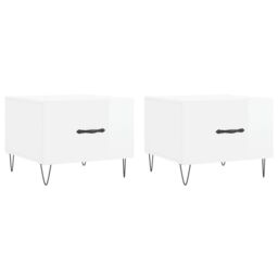 Berkfield Home Coffee Tables 2pcs High Gloss White 50x50x40 cm Engineered Wood - Size: 50 x 50 x 40 cm - thumbnail 2