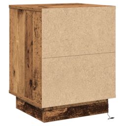 Berkfield Home Bedside Cabinet with LED Lights Old Wood 39x34.5x50 cm in Brown - thumbnail 8
