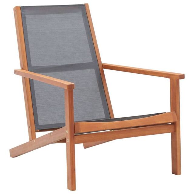Berkfield Home Garden Lounge Chair Grey Solid Eucalyptus Wood & Textilene - image 1