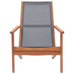 Berkfield Home Garden Lounge Chair Grey Solid Eucalyptus Wood & Textilene - thumbnail 2