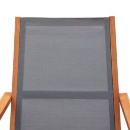 Berkfield Home Garden Lounge Chair Grey Solid Eucalyptus Wood & Textilene - thumbnail 5
