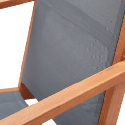 Berkfield Home Garden Lounge Chair Grey Solid Eucalyptus Wood & Textilene - thumbnail 6