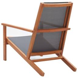 Berkfield Home Garden Lounge Chair Grey Solid Eucalyptus Wood & Textilene - thumbnail 4