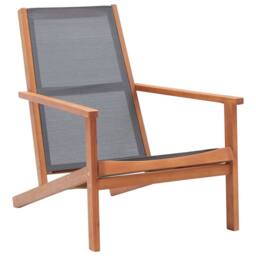 Berkfield Home Garden Lounge Chair Grey Solid Eucalyptus Wood & Textilene - thumbnail 1