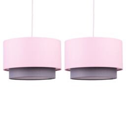 First Choice Lighting Pair of Pink & Grey 2 Tier Light Shades - thumbnail 1