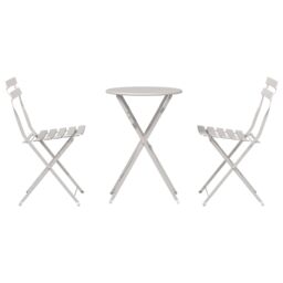 Berkfield Home 3-Piece Beige Steel Folding Bistro Set - thumbnail 7