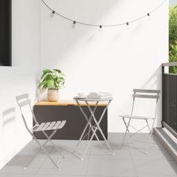 Berkfield Home 3-Piece Beige Steel Folding Bistro Set