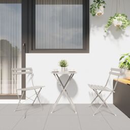 Berkfield Home 3-Piece Beige Steel Folding Bistro Set - thumbnail 4