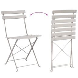 Berkfield Home 3-Piece Beige Steel Folding Bistro Set - thumbnail 9