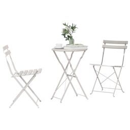 Berkfield Home 3-Piece Beige Steel Folding Bistro Set - thumbnail 3