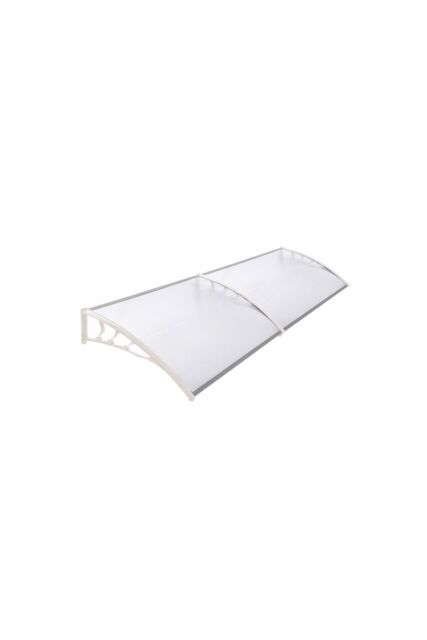 1.9x1m Convex Window Door Canopy - White Plastic Awning with Aluminium Frame & Brackets - image 1