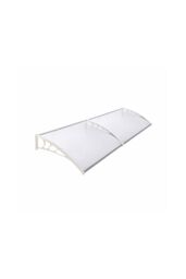 1.9x1m Convex Window Door Canopy - White Plastic Awning with Aluminium Frame & Brackets - thumbnail 1