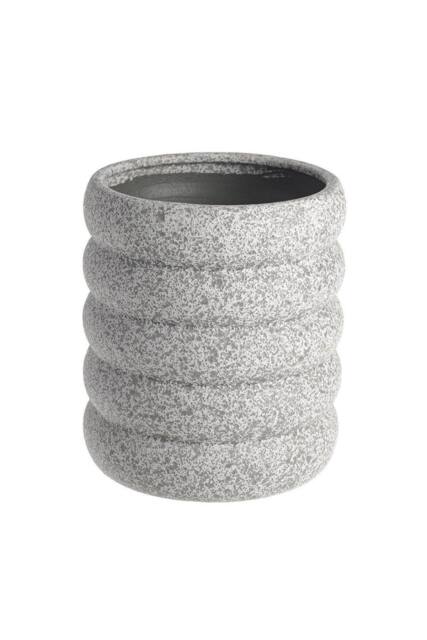 KDMD Light Grey Contoured Cylinder Ceramic Vase 14.5cm - image 1