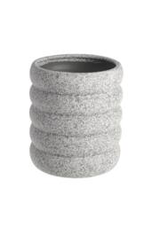 KDMD Light Grey Contoured Cylinder Ceramic Vase 14.5cm