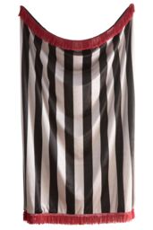 Laurence Llewelyn-Bowen 'Festivo Stripe' Soft Velvet Tasselled Throw in Black - Size: 130 cm x 180 cm - thumbnail 2