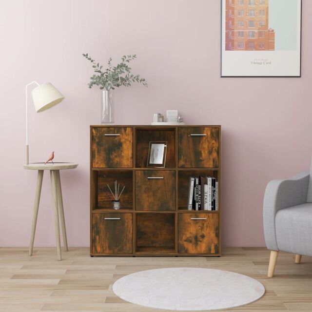 Berkfield Home Book Cabinet Smoked Oak 90x30x90 cm Engineered Wood in Brown - Size: 90 x 30 x 90 cm - image 1