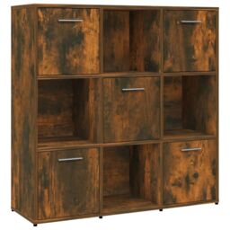 Berkfield Home Book Cabinet Smoked Oak 90x30x90 cm Engineered Wood in Brown - Size: 90 x 30 x 90 cm - thumbnail 2
