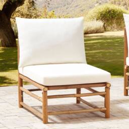 Wyld and Coco 1-Seat Modular Bamboo Chair - Off-White Polyester Cushion in White - thumbnail 1